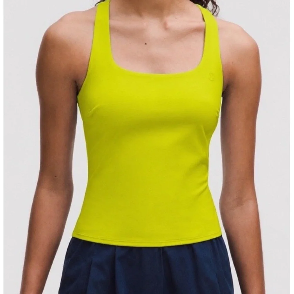 Lululemon Lightweight Tennis Tank, Yellow Serpentine Built In Bra B/C Cup Size 4